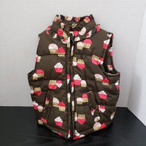 Crazy 8 Vest Puffer Vest Cupcake PINK & BROWN With Sprinkles ~~ TOO CUTE